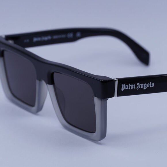Palm Angels PERI109 NAPA 0907 Sunglasses Black/Grey Square Frame, Grey Lenses - Picture 2 of 9